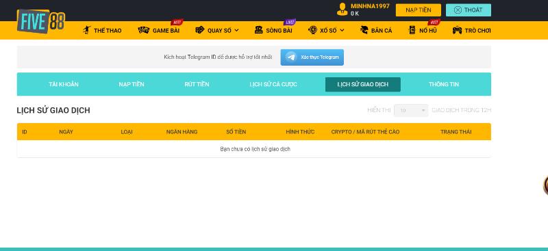 rut tien five88 lich su Xem lịch sử giao dịch trong hồ sơ của bạn